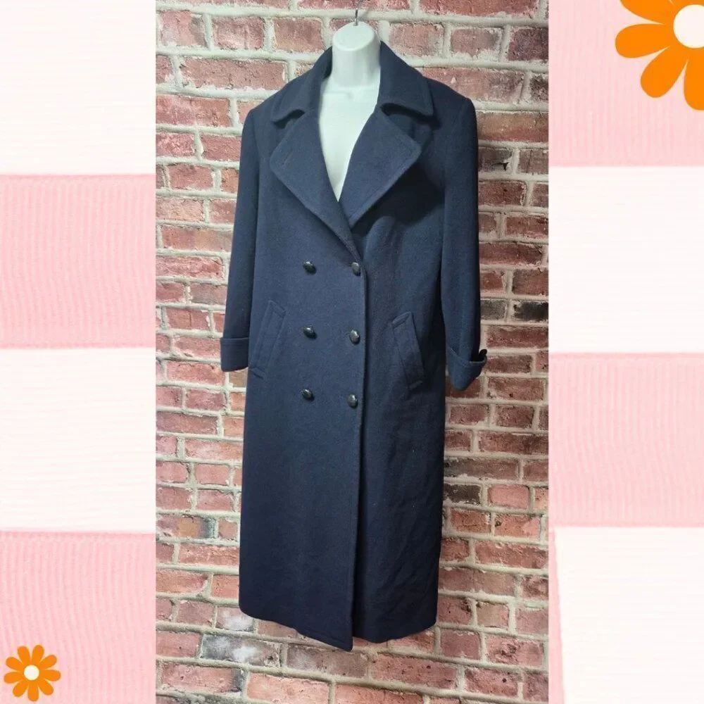 Vintage Women's BILL BLASS SIGNATURE Wool Maxi‎ Overcoat FLAWS Size 46